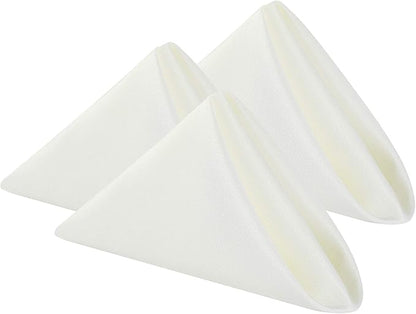 Cloth Napkins 17x17 inch Washable Polyester Dinner Napkins Soft Table Napkins for Wedding Party Dining Banquet(Ivory,12PCS)
