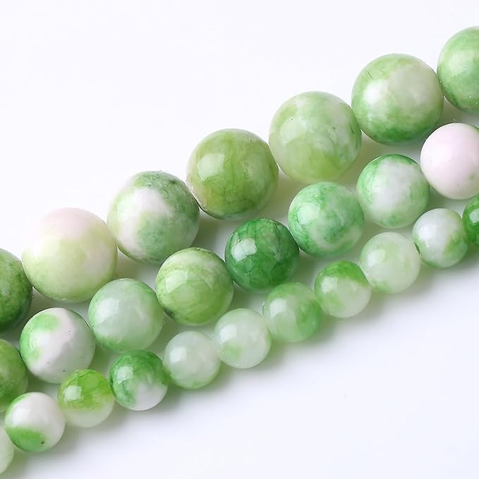 Green Persian Jade Stone Beads Gemstone Round Crystal Energy Jade Beads Stone Beads for Jewelry Making DIY Bracelet Necklace Jewelry Making 1 Strand 15.5inch 60PCS 6MM