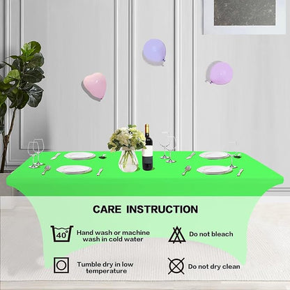 IVAPUPU 2 Pack 6FT Table Cloth for Rectangular Fitted Events Stretch Green Washable Table Cover Spandex Tablecloth Protector for Party, Wedding, Cocktail, Banquet, Festival