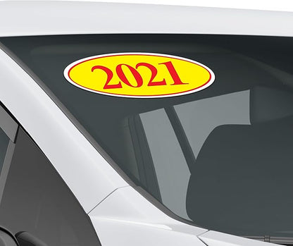 EZ-Line Oval Model Windshield Year Stickers for Car Windows Red and Yellow Large Vinyl Dealership Supplies 1 Dozen Pro Pack (2011)