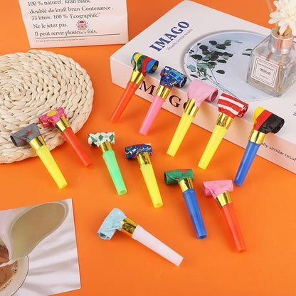 25 PCS Party Blower Blowouts Noisemakers Funny Blow Horns Colorful Birthday Blow Horns Whistles New Years Party Noisemakers Whistles Favors Noise Makers