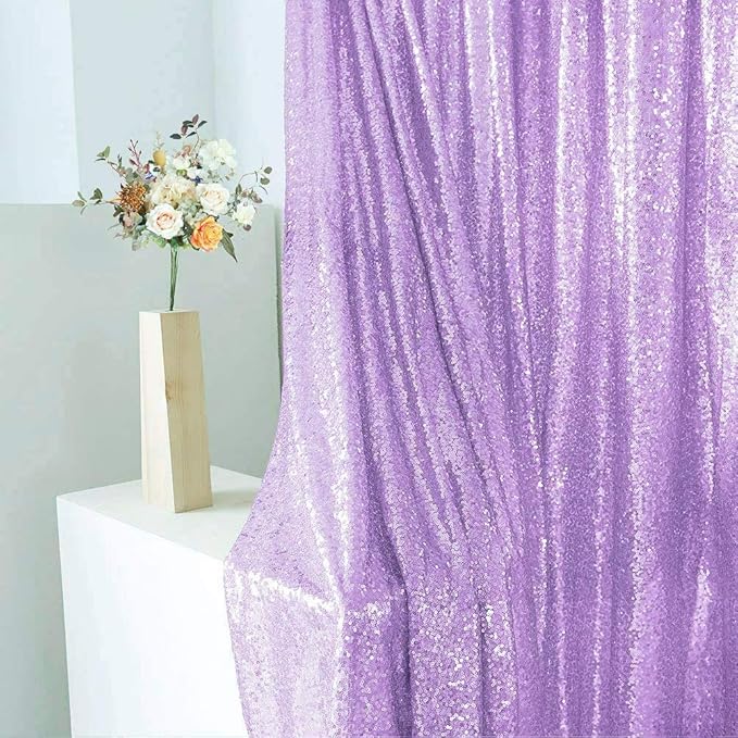 Eternal Beauty Lavender Sequin Backdrop, 10x10 Ft Glitter Background Curtains for Shimmer Photography Party Wedding Birthday Back Drop Decor
