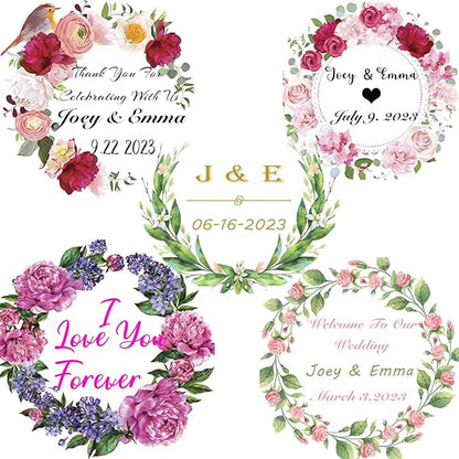 250 Pack Custom Stickers Personalized Labels for Business Logo Customized Vinyl Wedding Favors Birthday Baby Bridal Shower Make Your Own 1 Inch-10 Inch,lable-flower250