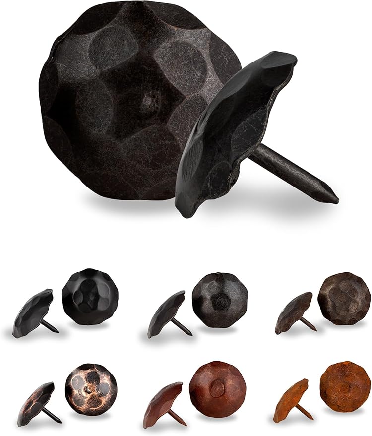 10 Pack 1" Small Round Head Iron Clavos Decorative Nails – Sealed Unfinished – Handmade Handmade Rustic Round Fasteners for Farmhouse Shutter, Barn Door, Shutters and Gates – Ornamental Wood Accent