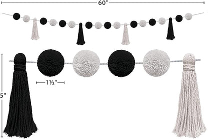 Teacher Created Resources Black and White Pom-Poms and Tassels Garland