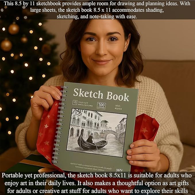 Sketch Book 8.5 x 11, Sketch Pad, Pack of 1 (68lb/100gsm), 100 Sheets Spiral Sketchbook, Acid Free Drawing Paper, Sketch Pads for Drawing for Adults, Art Paper for Drawing and Painting for Kids.
