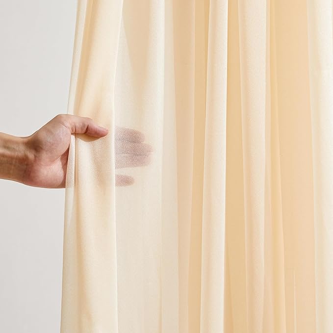 Champagne Wedding Arch Draping Fabric 1 Panel 30'' x 20FT Champagne Drapes Sheer Fabric Backdrop Arch Draping Fabrics for Wedding Ceremony Birthday Party Bridal Shower Decoration