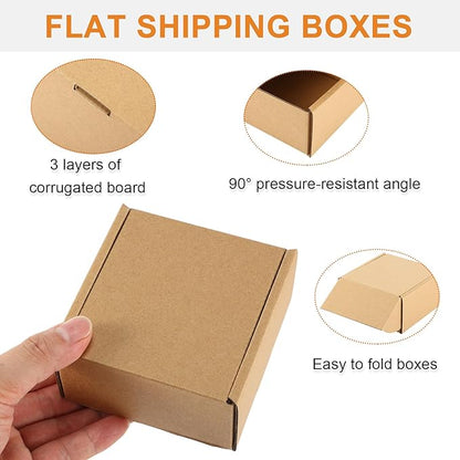 Qilery 200 Pcs Shipping Boxes Cardboard Gift Corrugated Cardboard Brown Boxes Mailer Packaging for Mailing Small Business Present (4 x 4 x 2 Inches)