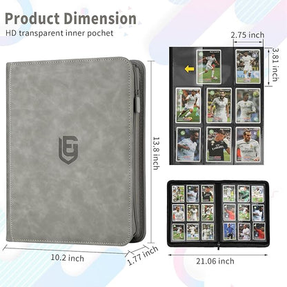 9 Pocket Card Binder,540 Pocket Trading Card Binders,Loading Pocket Collectible Card Album for MTG, TCG, Sport Card, Game Cards Grey