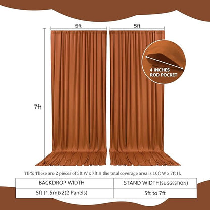 2 Panels Bronzer Backdrop Curtain, 10 x 7 Feet Background Curtains for Parties, Weddings, Baby Showers, Bachelorette Halloween, Christmas Birthday Party Photoshoot Backdrop Curtains Decorations