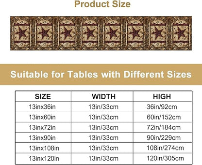 Wild West Table Runner, Rustic Farmhouse Texas Star Vintage Rodeo Cowboy Old Sign Wild West Print Pattern for Home Kitchen Table Decor Dining Coffee Room Garden Party Decor 13x90in
