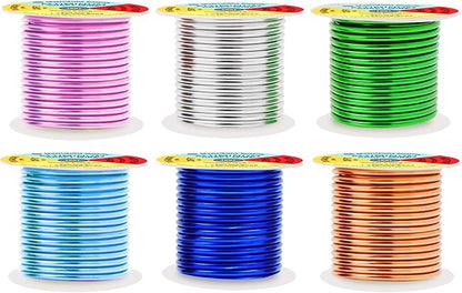 Mandala Crafts 10 Gauge Anodized Aluminum Craft Wire for Jewelry Making - 120 FT Colored Flexible Silver Copper True Blue Pink Ice Blue Green Wire - Bendable for Bonsai Armature Crafting Sculpting