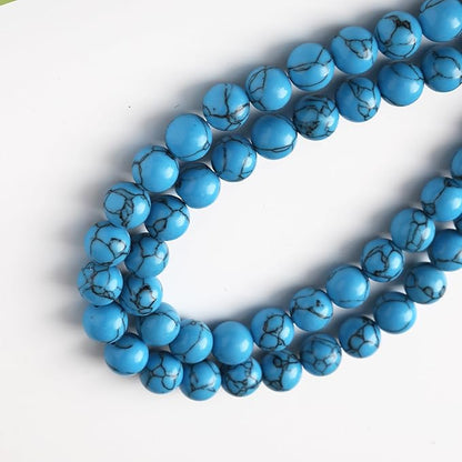 River Stone Blue Turquoise Stone Beads for Jewelry Making DIY Craft Gemstone Beads Kit (10mm, 35pcs) Cosmic Crystal Pebbles for Bracelets, Necklaces, Home Decor
