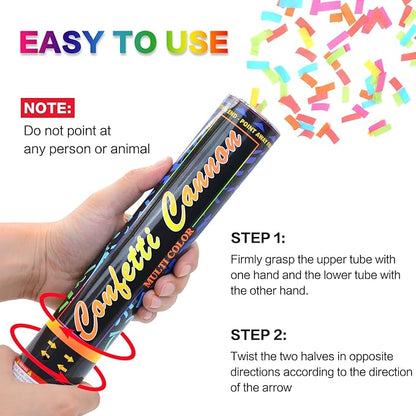 Confetti Cannon Multicolor 12 Pack Biodegradable Confetti Popper Party Confetti Shooters12 Inch Confetti Popper Cannons Confetti Poppers for Wedding,Birthday,Graduation, New Years Celebration