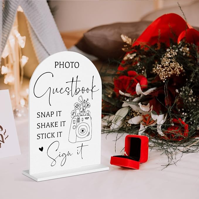 Guest Book Wedding Reception, Wedding Signs White Acrylic Table Sign for Marriage Parties Anniversaries Reception Cafe Hotel Party Bar Business Event