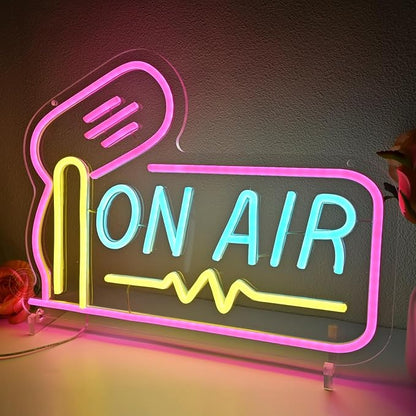 Planzo On Air Neon Sign for Live Studio Broadcasting Room Radio Station Bedroom Wall Decor LED Recording Neon Light Sign for Music Studio Boys Girls Game Room Man Cave Bar Club Office USB Powered 15.75’’