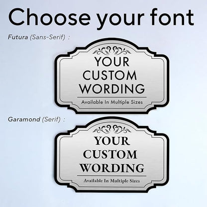 Custom Decorative Outdoor Metal Sign - Personalized Aluminum Driveway Sign, Waterproof, Made in USA - Design 2 Metallic Silver 36x24 In