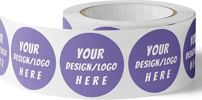 150 Custom Circle/Square BOPP Roll Labels- Personalized Stickers for Business Logo, Party, Wedding Favor, Baby Shower-Any Design Text + Image, Matte/Gloss Finish (2.5 Inch Square)