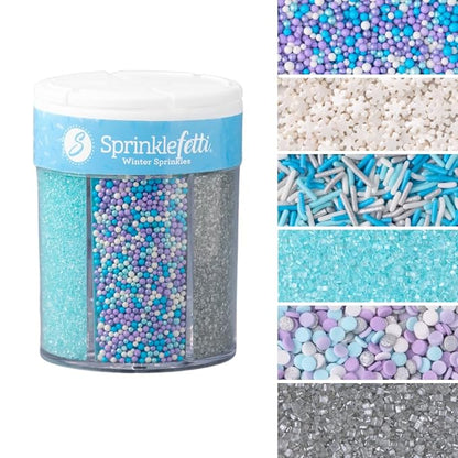 Sweets Indeed Winter Sprinkles – 6.75 oz | Frozen Snowflake Sprinkles with Jimmies, Sugar Crystals, Nonpareils, Confetti & Snowflake Shapes | Christmas Holiday & Winter Baking Decorations