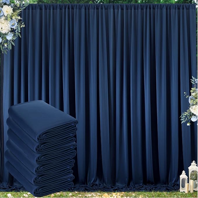 30 ft x 8 ft Navy Blue Backdrop Curtain Panels, 6 Panels 5 ft x 8 ft Wrinkle Free Polyester Photography Backdrop Drapes, Wedding Party Home Decoration Supplies