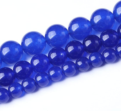 Mysterious Blue Chalcedony Stone Beads Gemstone Round Crystal Energy Jade Beads Stone Beads for Jewelry Making DIY Bracelet Necklace Jewelry Making 1 Strand 15.5inch 35PCS 10MM