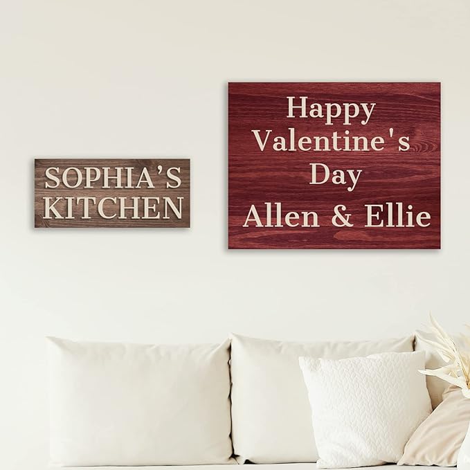 Custom Sign Personalized Wooden Signs for Home Customized Decorative Sign with Text for Wall Doors Bar Business Office Yard - 4 Size & 12 Board Colors Options