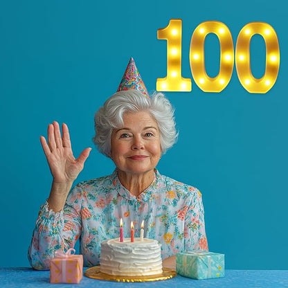 100th Birthday Decorations for Women Men,100 Birthday Decorations for Centerpieces Table,100 Light Up Numbers Sign Led for Party Backdrop Wall Decor for Wedding Anniversary Home