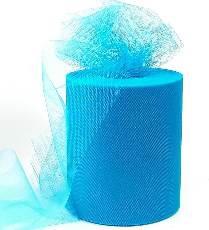 6" x 200 Yards Turquoise Tulle Fabric Rolls, Teal Spool Tulle Ribbon for DIY Tutu Skirt Wedding Decoration Baby Shower Birthday Party Backdrop Gift Wrapping Bow Craft Supplies