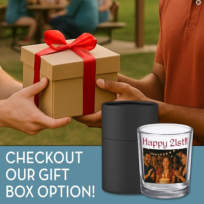 21st Birthday Custom Shot Glass 2.5oz, Personalized Picture Funny Party Favor, Customized 21st Drinking Gift, Legal Age Shot Glass, Printed Photo Gift For Son Daughter Friends