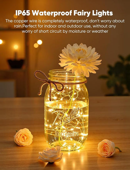 Brightown 14 Pack Warm White and White LED Fairy Lights Battery Operated String Lights, 7ft 20LED Waterproof Silver Wire String Lights, Firefly Starry Moon Lights for Mason Jars DIY Christmas Wedding