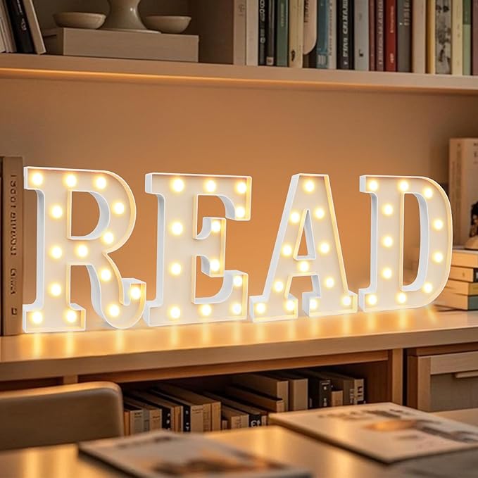 Pooqla LED Marquee Letter Lights Sign, Light Up Alphabet Letter for Home Party Wedding Decoration E