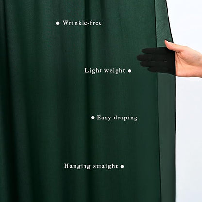 Emerald Green 2 Panels Wedding Arch Draping Fabric 20Ft Length x 28" Width Arch Drapes Chiffon Fabric Sheer Curtains Backdrop for Party Bridal Decorations Wedding Ceremony Stage Reception Decor