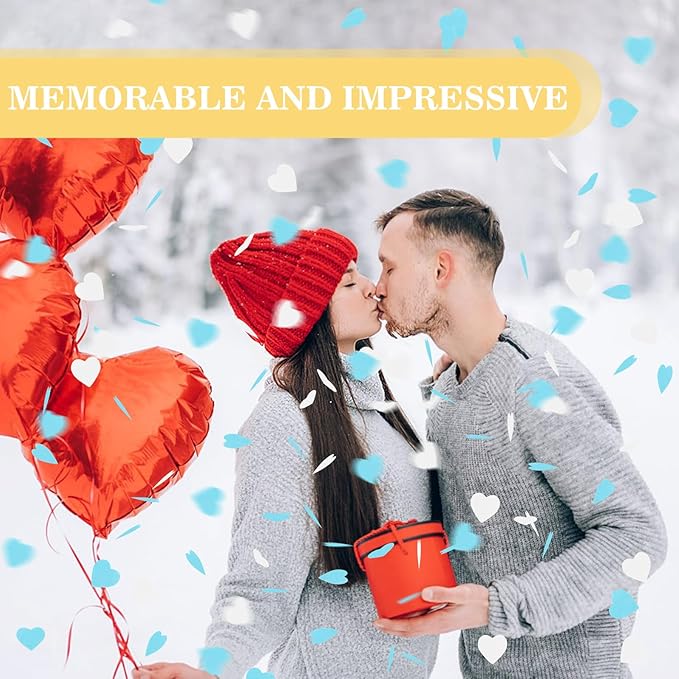 5000Pcs Heart Confetti, Table Confetti Hearts Shaped for Valentine's Day, Wedding Birthday Party Balloon Decoration (Blue/White)