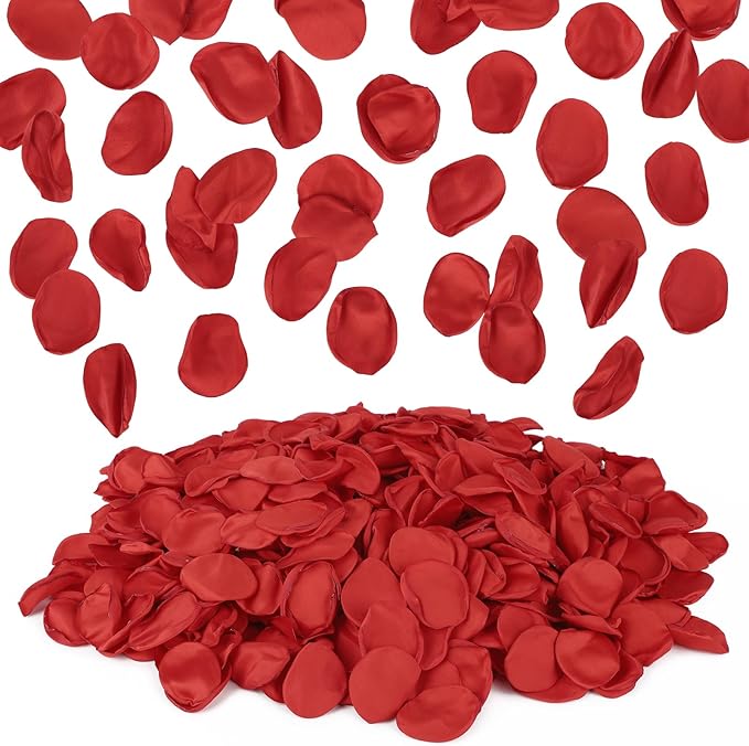 Suream 600 Pcs Flower Petals for Wedding, Red Beautiful Realistic Rose Pedals for Wedding Centerpiece Table Decorations, Flower Girl Basket, Romantic Night, Aisle Decorations for Wedding Ceremony