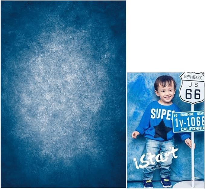 6x9ft Dark Blue Gradient Portrait Photo Backdrops Bright Center Abstract Photography Backdrop for Studio Photo Booth Prop Banner Decor Background