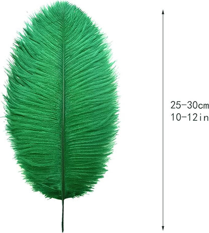 Ballinger Green Ostrich Feathers Bulk - 24pcs 10-12inch Feathers for Vase, Wedding Party Centerpieces Mardi Gras Decorations and Home Decor