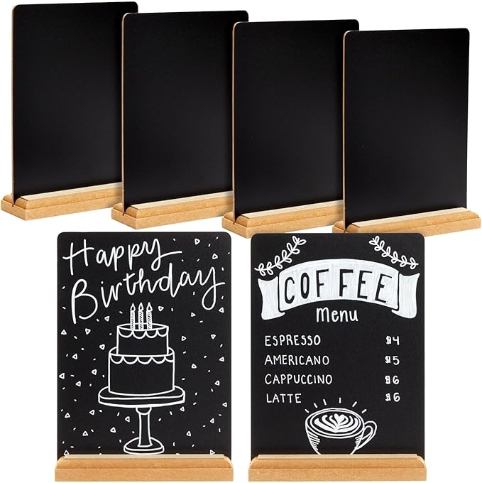 6 Pack Mini Chalkboard Signs with Stand for Table Decorations, Restaurant Food Display, Message Boards, Small Business, Wedding, Banquet, Coffee Shop (6 x 8 Inches)