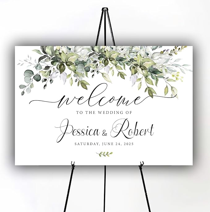 Generic Personalized Wedding Welcome Sign, Rustic, Modern, Plastic, 18x27 Inch, Wedding Decor, Indoor/Outdoor