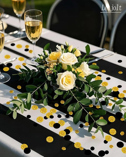 Golden Black Confetti Glitter Golden Scatter Table Decoration Surprise Paper Craft Birthday Party Anniversary Supplies Bridal Baby Shower Party Wedding Gift Circle Dots Decor 100 Pcs
