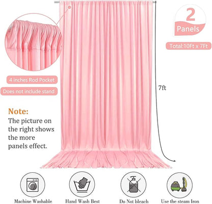 10 x 7 Feet Peachy Backdrop Curtain for Partie, Background Curtains for Photoshoot, Birthday, Wedding, Halloween, Thanksgiving, Christmas, New Year Party Decorations 5Ft x 7Ft, 2 Panels