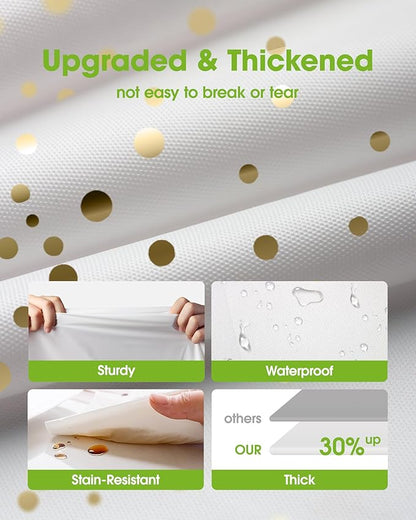 Pureegg Plastic Table Cloth Disposable 10 Pack, 54 x 108 Inch Table Cloths, Graduation Decorations Class of 2025, Graduation Tablecloths, Rectangle, Plastic Cover, Leakproof & Sturdy, White and Gold