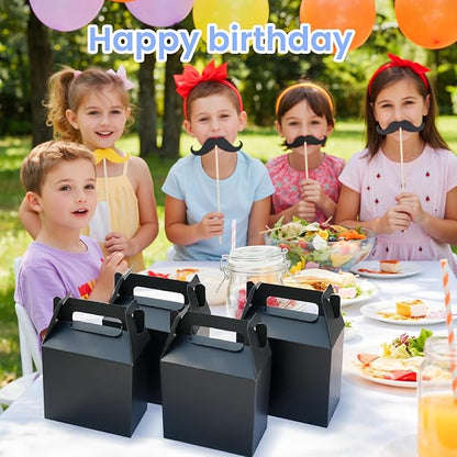 XAGLVV 12 Pack Black Party Favor Boxes (7x3.5x6.6 Inch) - Goodie Gift Boxes for Birthday, Wedding, Baby Shower