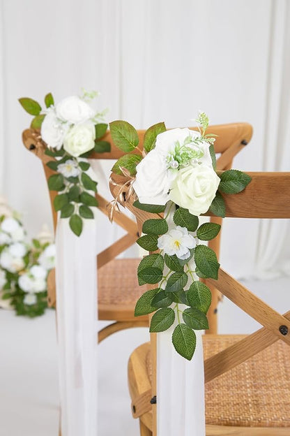 10 Wedding Aisle Decorations for Wedding Ceremony White Wedding Chair Decorations Flowers for Wedding Aisle Decor Church Pew Decorations
