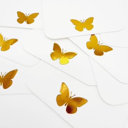 100Pcs Blank Gift Tags with String, Foil Gold Butterfly Large Gift Tags with 65 Ft Jute Twine White Paper Cute Tags for Birthday Baby Shower Wedding Party Gift Wrap Tags