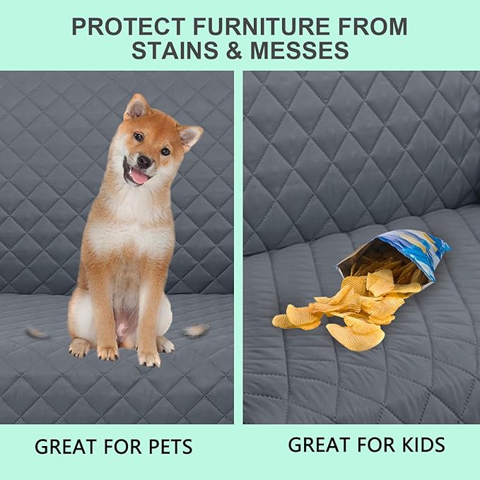Recliner Chair Covers Reversible Sofa Cover Couch Cover for Pets Lazy Boy Furniture Protector(23''Chair,Dark Blue/Light Grey)