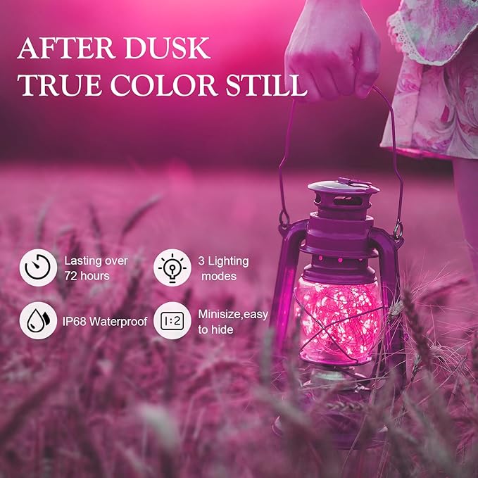 Aogist Led Fairy Lights 3 Modes Battery Operated String Lights Waterproof Silver Wire 7 Feet Firefly Starry Moon Mason Jar Lights for DIY Wedding Party Christmas (Pink, 20 Pack)
