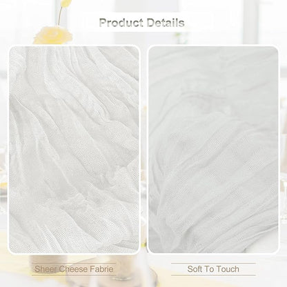 6 Pack White Cheesecloth Table Runner 35x120 Inch 10Ft Rustic Gauze Cheese Cloth Thanksgiving Table Runner Sheer Cheesecloth Table Runners for Wedding Party Bridal Shower Decoration