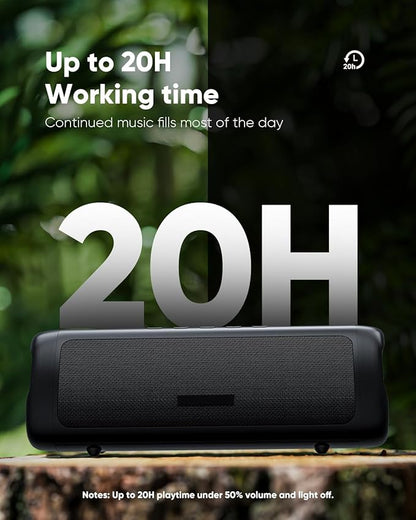 Bluetooth Speaker with HD Sound, Portable Wireless, IPX5 Waterproof, Up to 20H Playtime, TWS Pairing, BT5.3, for Home/Party/Outdoor/Beach, Stocking Stuffers, White Elephant Gifts for Adults (Black)