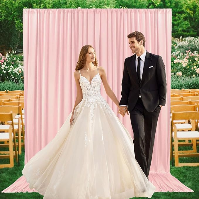 2 Panels Light Pink Backdrop Curtain, 10 x 7 Feet Background Curtains for Parties, Weddings, Baby Showers, Bachelorette Halloween, Christmas Birthday Party Photoshoot Backdrop Curtains Decorations