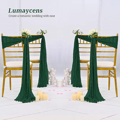 50 PCS Cheesecloth Chair Sashes Bows Wedding Aisle Decorations Chair Ribbon Ties Back Sash for Wedding Party Events Banquet Chair Cover Decoration (Emerald Green)